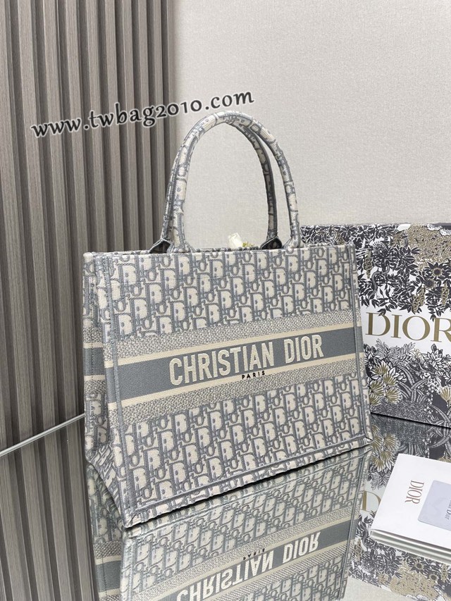 Dior专柜新款TOTE包迪奥高仿原单经典经典老花灰中号购物袋手提托特包 djfk1368